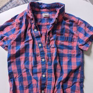 Crewcuts short sleeve button down shirt, boys 4-5, pink and blue gingham check